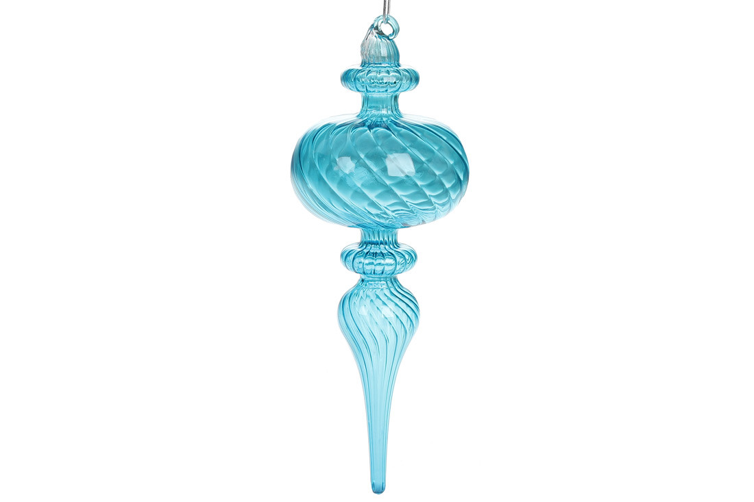 Ялинкова фігурна прикраса, прозорне скло, 22см, колір - блакитна лазурь, фото 1