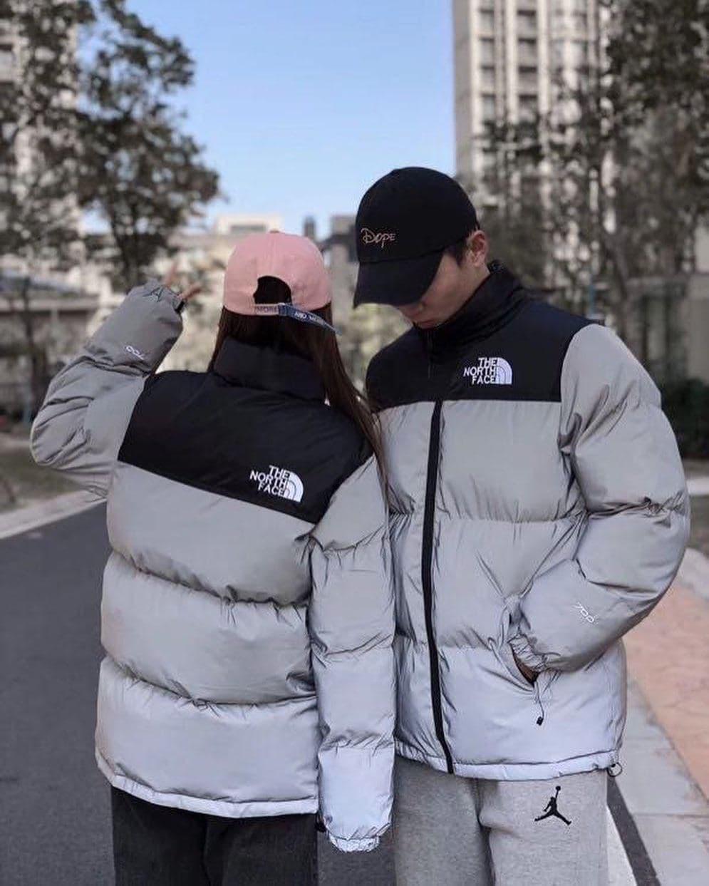 Куртка мужская зима-весна-осень серая рефлектив без капюшона The North Face (TNF) Reflective