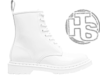 Женские ботинки Dr Martens 1460 Mono White Smooth Leather Lace Up Boots (с мехом) 14357100