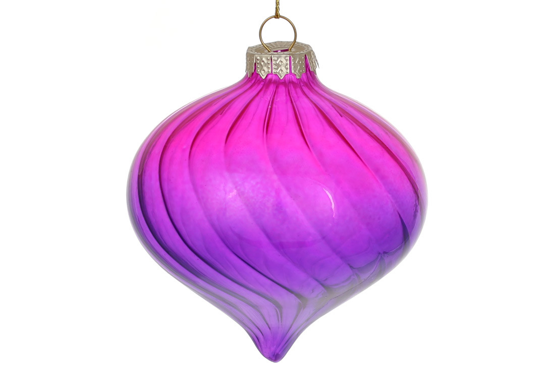 Ялинкова куля скляна 8см малинове омбре, фото 1