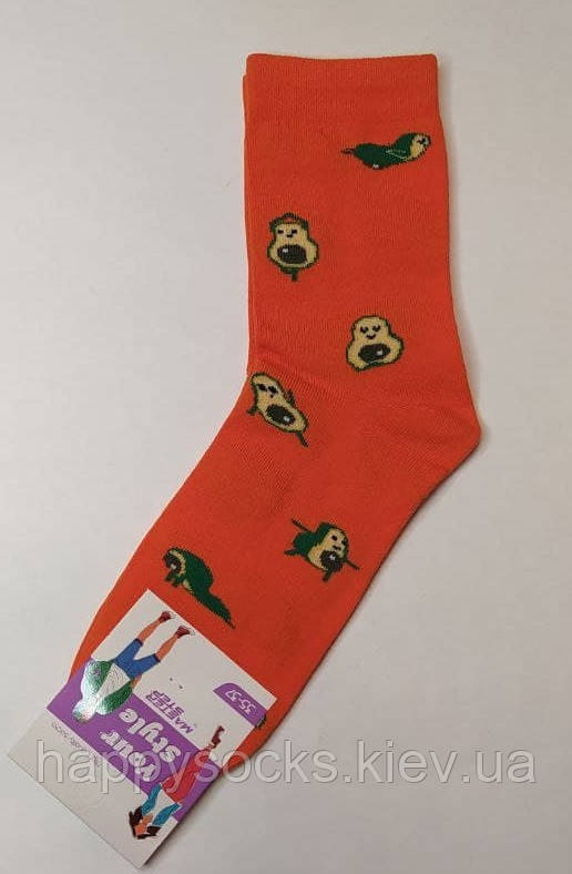 Високі шкарпетки з авокадо оранжевого кольору 38-40р
