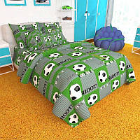 Детская постель Футбол Зеленая Полуторный комплект детского постельного белья