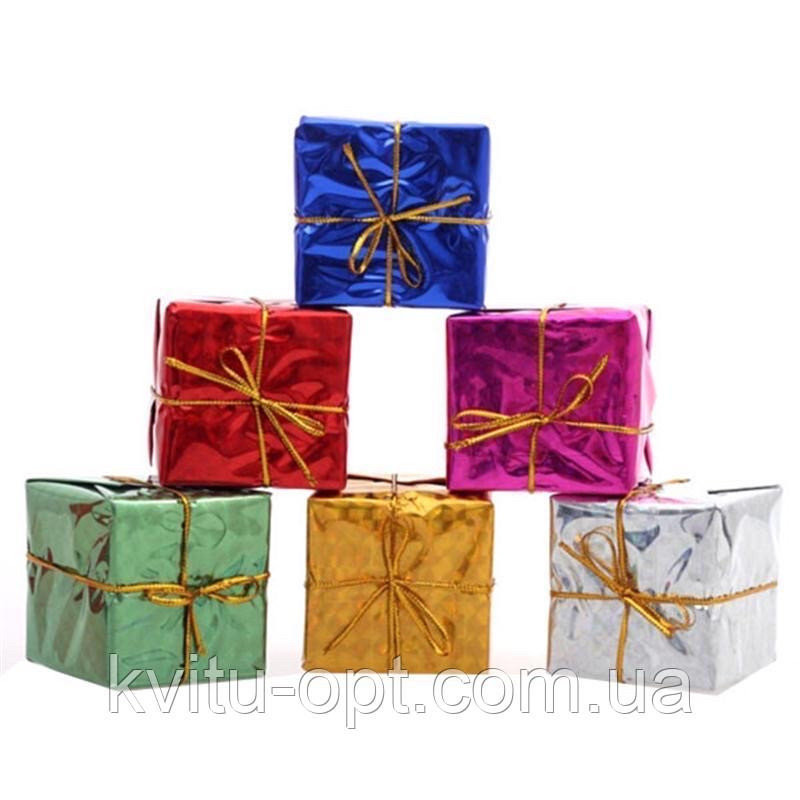 Новорічна прикраса «набір подарунків 6 шт» 5 см на 5 см, фото 1