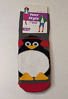 Жіночі шкарпетки махрові пінгвін