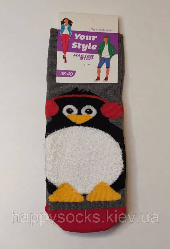 Жіночі шкарпетки махрові пінгвін