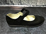 Натуральні туфлі для дівчаток чорного кольору на липучці, Bistfor, Бістфор, Україна, фото 7