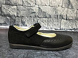 Натуральні туфлі для дівчаток чорного кольору на липучці, Bistfor, Бістфор, Україна, фото 6