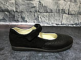 Натуральні туфлі для дівчаток чорного кольору на липучці, Bistfor, Бістфор, Україна, фото 5