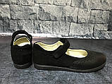 Натуральні туфлі для дівчаток чорного кольору на липучці, Bistfor, Бістфор, Україна, фото 3