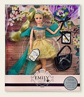 Красивая Кукла шарнирная с сумочкой и аксессуарами 29 см в коробке "Emily" QJ079B/QJ079