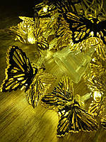 Новогодняя гирлянда с фигурками, бабочки цвет золото 20LED длина 3.3 метра + шнур