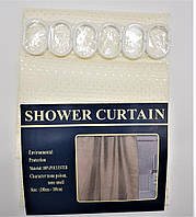 Шторка тканевая для ванной и душа с кольцами 180х180 см Пика текстильная бежевая SHOWER CURTAIN
