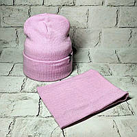 Шапка жіноча Лопата і хомут снуд, на флісі, бузковий, 52-58 см