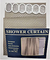 Шторка тканевая для ванной и душа с кольцами 180х180 см Пика текстильная капучино/мокко SHOWER CURTAIN