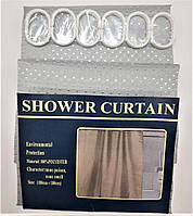 Шторка тканевая для ванной и душа с кольцами 180х180 см Пика текстильная серая SHOWER CURTAIN