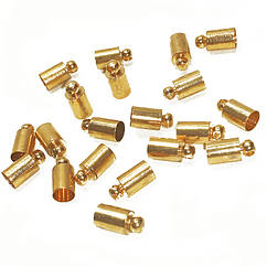 Набір 20 шт Кінцевики для Шнура Ковпачки, Циліндри Метал, Колір Матове Золото, Розмір 10 мм, Фурнітура на Біжутерію