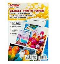 Фотопапір А4 210x297 мм глянцева 120 г/м2, 50 аркушів Joyko GSP-A4-120, 273653