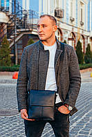 Чоловіча шкіряна сумка месенджер на плече Tiding Bag N722-117 чорна, фото 2