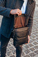 Чоловіча шкіряна сумка месенджер на плече Tiding Bag N722-117 чорна, фото 5
