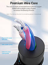 Кабель Audio 3.5 мм Aux-3.5 мм Vention TRRS M/M Round Nylon gold-plated 1.5 m Grey (BAQHG), фото 3