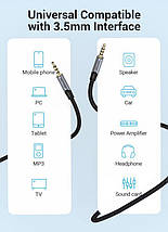 Кабель Audio 3.5 мм Aux-3.5 мм Vention TRRS M/M Round Nylon gold-plated 1.5 m Grey (BAQHG), фото 4