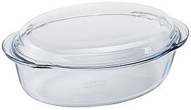 Гусятниця Pyrex (Пайрекс) O Cuisine Basic з кришкою скляна овальна 3 л (459AC00)