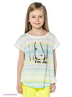 Модная детская футболка для девочки в полоску BRUMS Италия 141BIFN009 Белый .Хит!