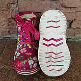 Черевики дитячі зимові в квіточку на блискавці і шнурках, фото 5