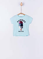 Модная детская футболка для девочки с аппликацией TIFFOSI Португалия 10026777 Голубой .Хит!
