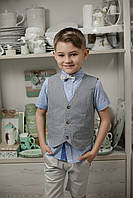 Легкий детский костюм для мальчика с рубашкой| жилетом и бабочкой Baby Band Италия 2041/1 темно-синий| белый