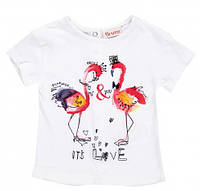Модная детская футболка для девочки с рисунком фламинго BRUMS Италия 151BEFN015 Белый .Хит!