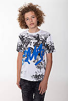 Стильная детская футболка для мальчика с надписями Young Reporter Польша 193-0440B-18-200-1 Белый .Хит!