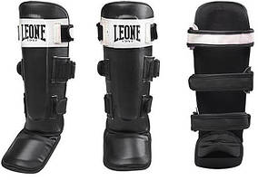 Захист гомілки та стопи Leone Shock Black M накладки на ноги для кікбоксингу єдиноборств тайського боксу чорний.