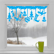 Новорічні наклейки на вікна для будинку, вітрин магазинів, кафе, кухні, дитячої 1100х500 мм Еловая гілка Хіт!