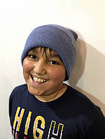 Зимняя детская шапка для мальчика с отворотом TRESTELLE Италия T19 065J Серый .Хит!
