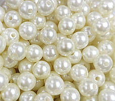 Бусини перлинні пластикові Finding Круглі Молочний 10 мм діаметр Ціна за 1 штук