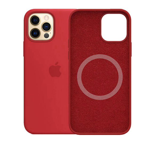 Чохол Silicone case with MagSafe для IPhone 13 Pro Rose red (23) бордовий, фото 1