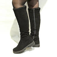 Сапоги замшевые женские Stepter, зима на меху, черные ,розмір 37