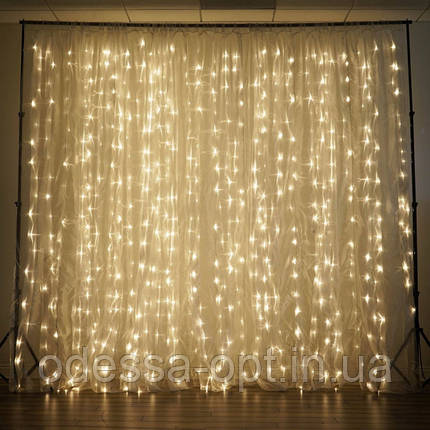 Xmas гірлянд (Штора) 3M*3M) 300 led WW-9 Теплий Біла (Copper) на мідному дроті, фото 1