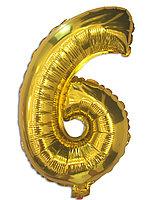 Куля фольгована золотою цифрою "6", 100 см у пакованні (1 пачка), фото 1