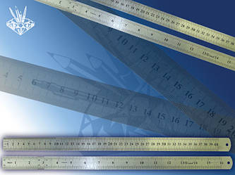  Лінійка двостороння металева 40 см, подвійна шкала.  Лінійка двостороння металева 40 см, подвійна