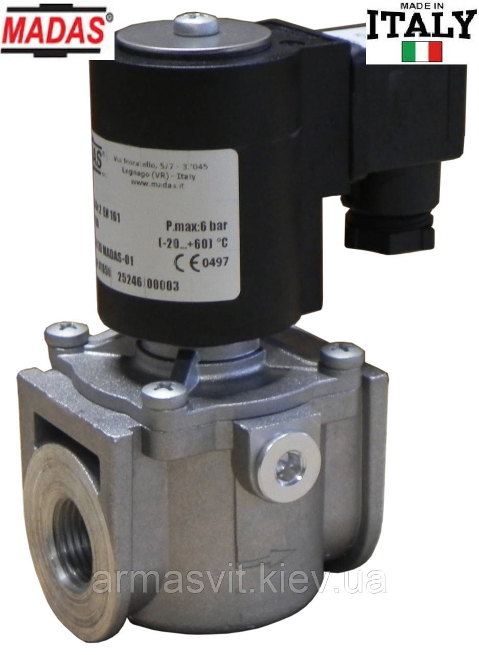 Електромагнітний клапан для газу DN15, 1 bar, НЗ, EV-1 MADAS автоматичний, нормально закритий електроклапан