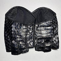 Перчатки женские кожаные без пальцев водительские с узором