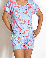 Пижама женская фламинго, шорты и майка