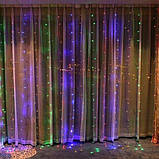 Електрична гірлянда новорічна Multi Function 2х2 м RGB водоспад штора завіса зорепад LED мультик, фото 3