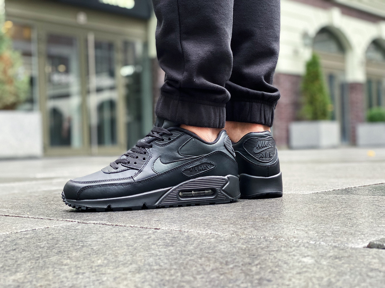 Кросівки чоловічі Nike Air Max 90 Leather Black / 302519-001, фото 1