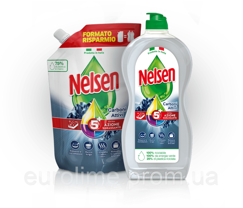 Гель для мытья посуды Nelsen Активированный уголь 900 мл - фото 2 - id-p1534774071