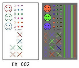Люмінесцентний/Флуоресцентний. Флеш Тату, 12*8 См. Тимчасова. Перевідна. Набір, Смужки, Смайлики, Хрести,