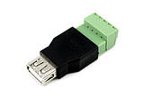 Перехідник USB 2.0 Type-A гніздо роз'єм мама - клеммники 5pin, фото 4