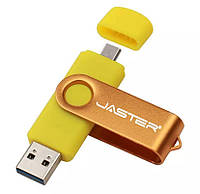 Флешка Jaster 64 Gb OTG USB - Micro USB Flash Drive флеш-накопитель желтый